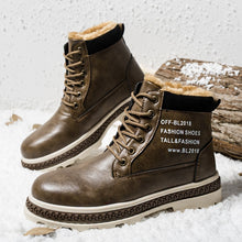 Load image into Gallery viewer, Winter Boots Men with Fur Warm Fleeces Leather Shoes High Lace-up Snow Boots Platform Cotton Footwear Retro Design Anti-skid