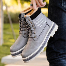 Load image into Gallery viewer, Winter Boots Men with Fur Warm Fleeces Leather Shoes High Lace-up Snow Boots Platform Cotton Footwear Retro Design Anti-skid